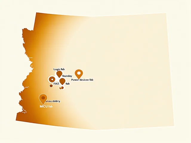 Stylized map of Arizona showing semiconductor fab cluster locations in the Phoenix metro area