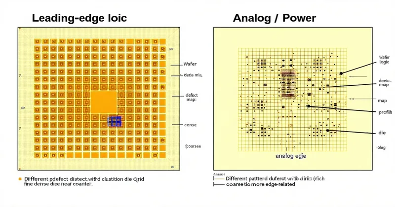 Comparison visualization of defect patterns in analog and power-device semiconductor nodes